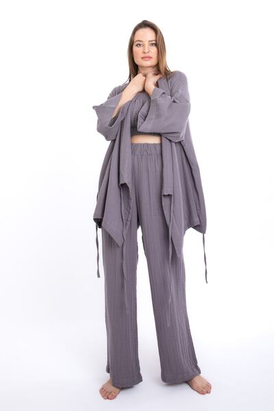 reh Asimetrik Kısa Müslin Kimono