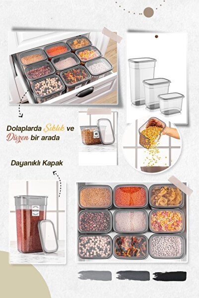 Meleni Home 18-Piece Via Label Rectangular Food Storage Container Jar Set 6x(1.3 LT-2 LT-3.2 LT)