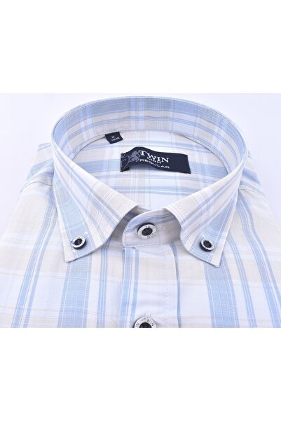 Twin 565758-REGUAR KESİM UZUN KOL GÖMLEK/MAVİ/2XL