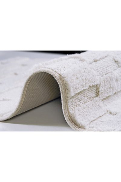 Confetti Confetti̇ Ccl Uni̇17712 57X100 Pearl White Bathroom Carpet