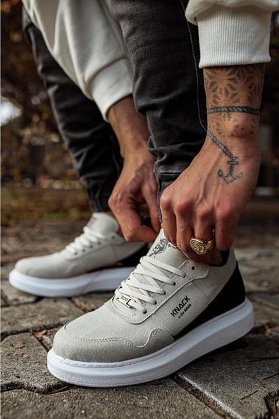 Joy Man J040 Pantofi sport pentru bărbați, cu talpă ortopedică, cu șireturi, de zi cu zi, din piele de căprioară, BT Stone/Black