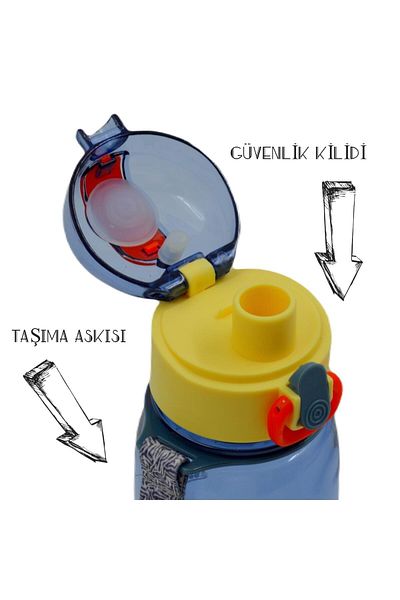 BottleBoss Classical Lockable Children's Water Bottle with Carrying Strap 400 Ml Black