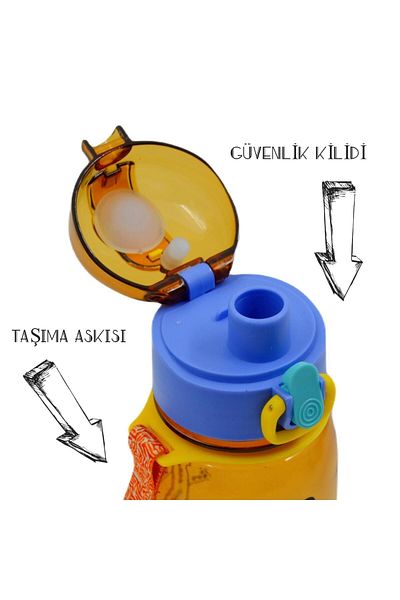 BottleBoss Classical Lockable Children's Water Bottle with Carrying Strap 400 Ml Yellow