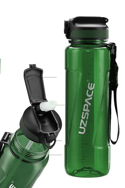 Uzspace FiftyFifty 1000ml Large Size Tritan Water Bottle with Straw