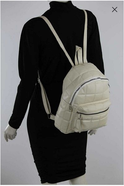 MAC&MOS Women's Cream Quilted Column Mini Backpack