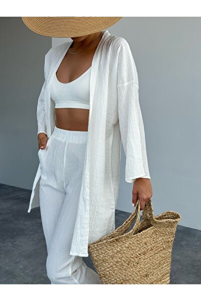 LOOSH Women's Ecru Kimono Set