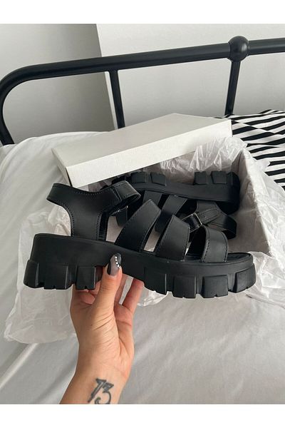 Planet Butik Thick Sole 3-Stripes Sandals