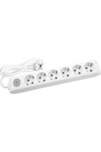 MULTI-LET 6-Piece Switch Grounded Wired Child K. Group Socket 3 Meters White 90117603