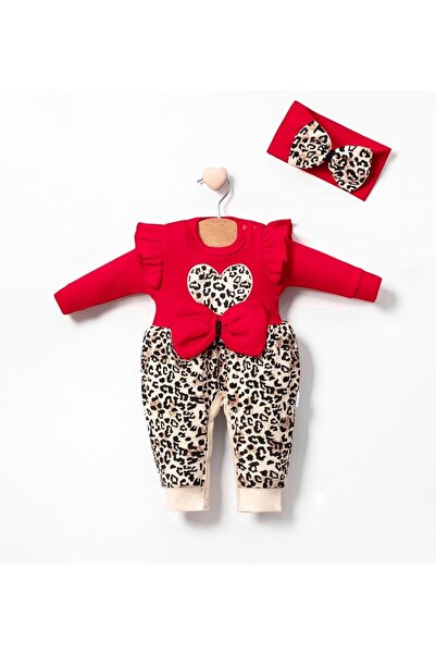 yukobaby bebeğiniz için en doğalı Baby Girl Leopard Hair Bandana 2-Piece Jumpsuit Set