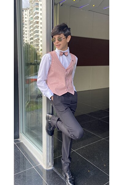 WENA KİDS Çocuk Yelekli Takım Elbise Gömlekli set PEMBE