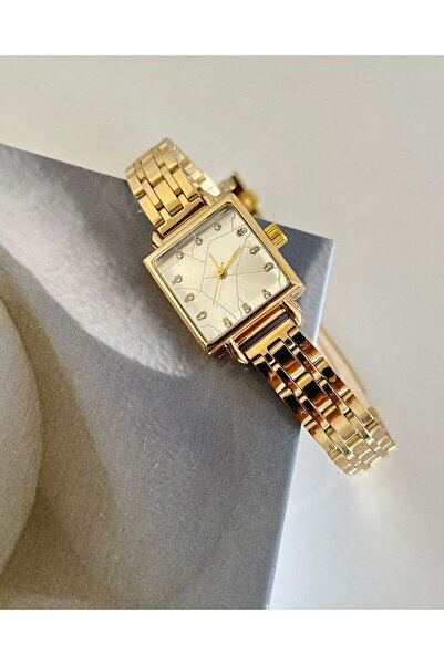 ÇENÇEN Minimal Dikdörtgen Gold Kadın Kol Saati