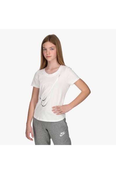 Nike Swoosh bela majica za tinejdžerke Dc7057-100