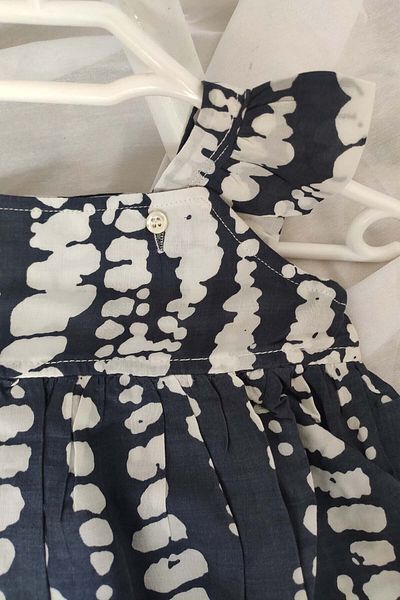 Shecco Babba Baby Girl Dress - Strappy Ruffle Baby Dress Navy Blue