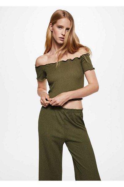 MANGO Woman Loose Woven Trousers