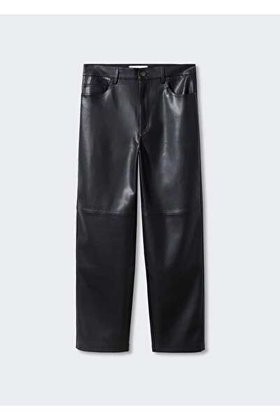 MANGO Woman Pantaloni cu aspect drept piele