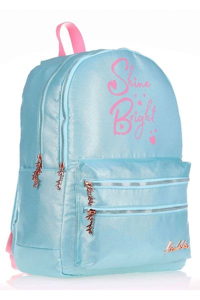 KAUKKO Turquoise Glitter Fabric Junior High School High School Bag and Pen Holder Set - Girl