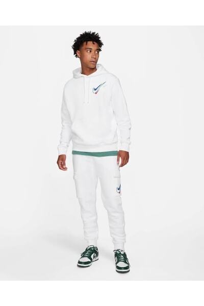 Nike Sportswear Multi Swoosh Graphic Fleece Cargo Trousers - White