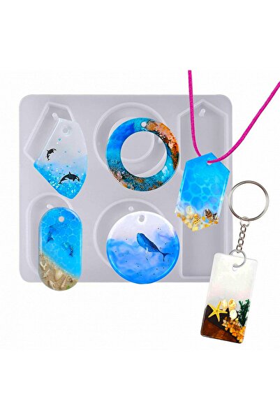 Getshop Alışveriş Pazarı Epoksi Delikli Anahtarlık Kalıbı Silikon Delikli Sab...