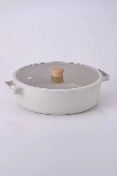NEOFLAM Fika Cast Aluminum Shallow Pot with Glass Lid 30 cm