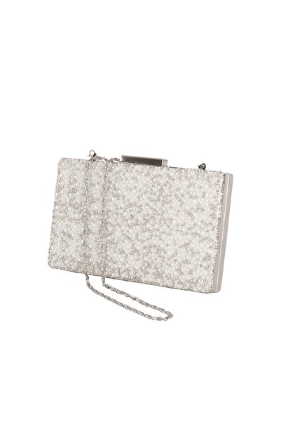 Lamizon Kadın Askılı Portföy Taşlı Kutu Omuz Ve El Abiye Çantası Geçe Parti D...