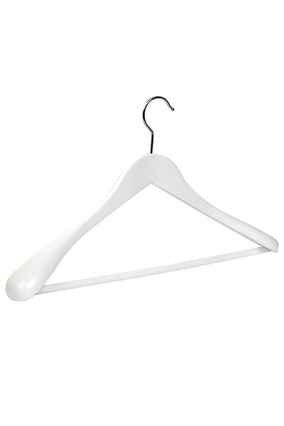 NYN Wooden Hanger Thick Shoulder Formed Suit Jacket Hanger White Color 2 Pieces