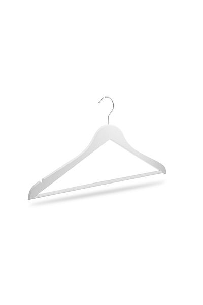 NYN Wooden Hanger Stylish Bar Clothes Trousers Hanger White Color 100 Pieces