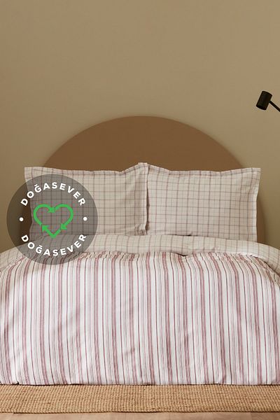 Karaca Home Doğalever Geo Cotton Transformation Single Duvet Cover Set Claret Red