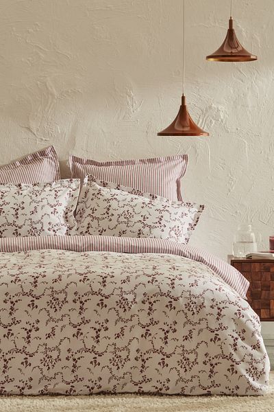 Karaca Home Doğasever Ivy Cotton Transformation Double Duvet Cover Set Claret Red