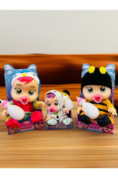 Genel Markalar Babies Ağlayan Bebek Sesli Emzikli ve Biberonlu Et Bebek 35 cm 3 adet