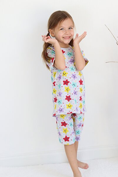 Harika KIDS Girl's Gray Printed Shorts Bottom-Top Basic Suit Age 3-10