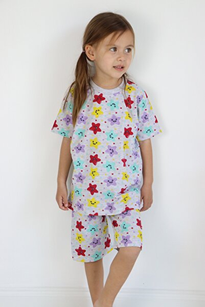 Harika KIDS Girl's Gray Printed Shorts Bottom-Top Basic Suit Age 3-10