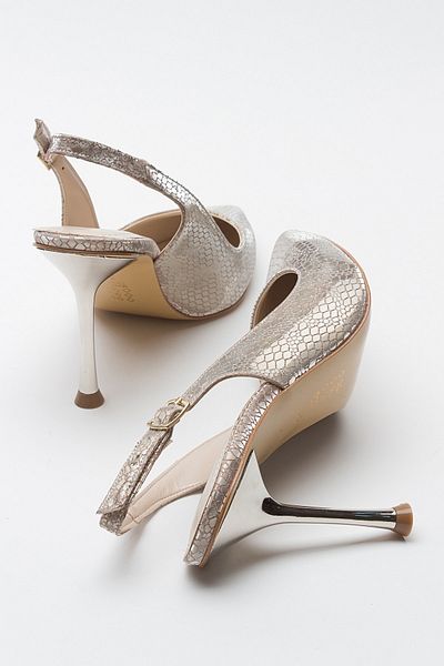 LuviShoes ORFO Goldgemusterte Damenschuhe mit Absatz