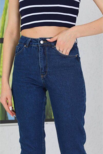 SHEVEGA Lacivert Boyfriend Mom Jeans Штани