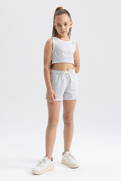 DeFacto Girl's Printed Crop Athlete Shorts Set of 2 B0742a823hs