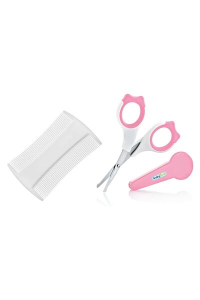 Babyjem Bebek Bakım Seti 2'li - Konak Tarağı + Tırnak Makası - Pembe
