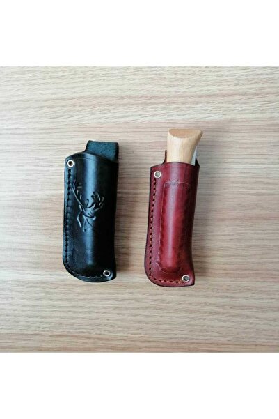 Opinel Inox Çakı Kayın Saplı Gerçek Deri Kılıflı No:8