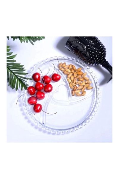 Kosova SUR13 Glass Heart 3 Compartment Snack Bowl
