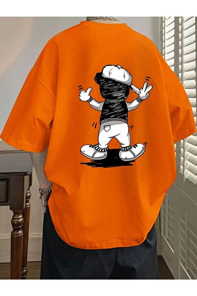 mercoledi Ανδρικό μπλουζάκι Funny Bear Printed Oversize Casual Boyfirend