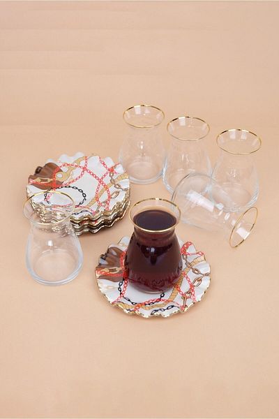 Glore Cadenas Gold Gilded Glass Tea Set