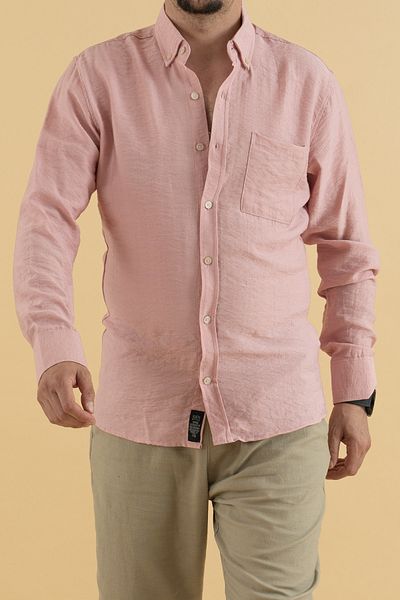 Souris Slim Fit Ανδρικό πουκάμισο βισκόζης Kerten σε σκόνη