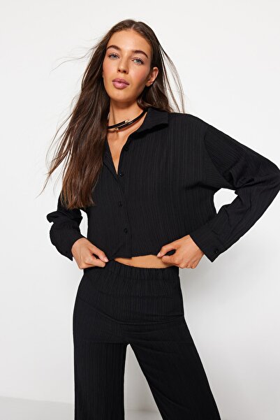 Trendyol Collection Black Woven Blouse Trousers Set TBESS23AU00210