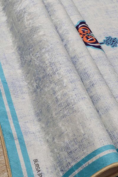 Bursa İpek Turquoise Velvet Rug Prayer Rug