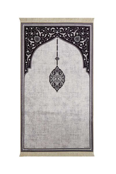 Bursa İpek Gray Velvet Rug Prayer Rug