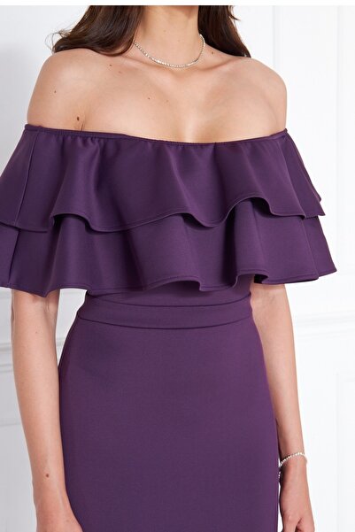 lovebox Murdum Гнучка водолазна тканина маховик Детальний комір Розроблена сукня-олівець міді 164