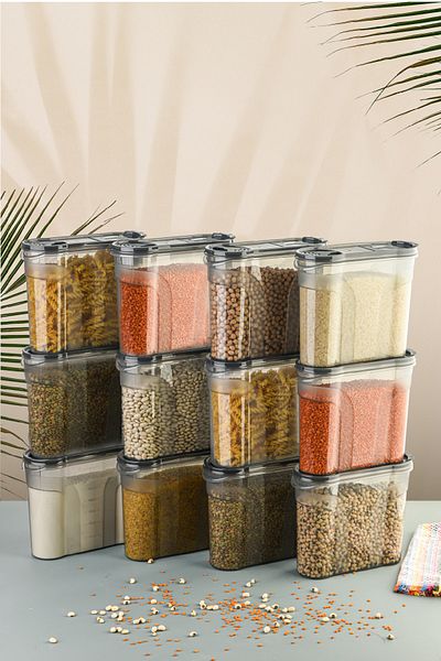 Vienev Labeled 12-Piece Food Container Set 2150 ml Anthracite