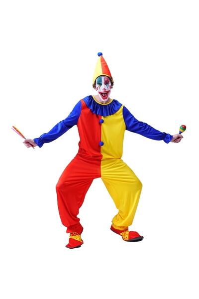 rengarenk kostüm Tulum Palyaço Kostümü Yetişkin