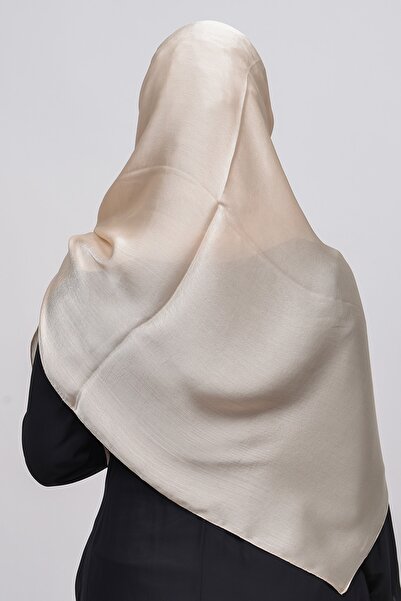 Altobeh Janjan Shiny Satin Textured Hijab βραδινό φόρεμα σιφόν σάλι-κρέμα