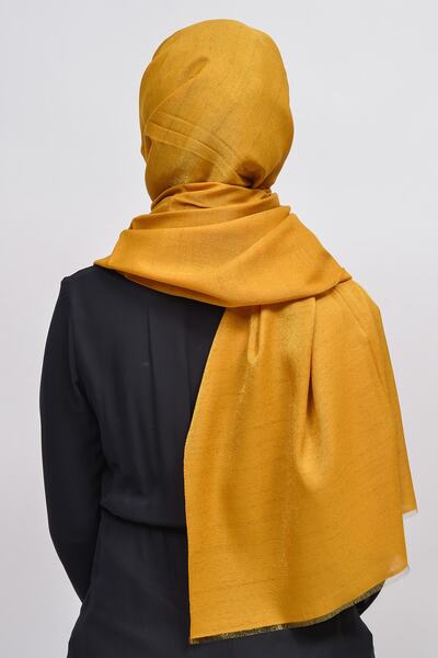 Altobeh Women's Solid Color Twinkle Glitter Hijab Shiny Evening Dress Shawl - Mustard