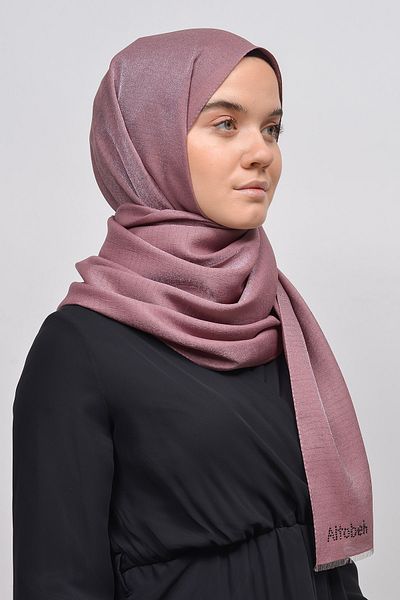 Altobeh Γυναικείο μονόχρωμο Sparkling Glitter Hijab Shiny βραδινό φόρεμα - Maron