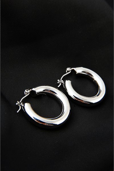 EUROMODA Hoop Earrings with Silver Plated Steel Hoop Design